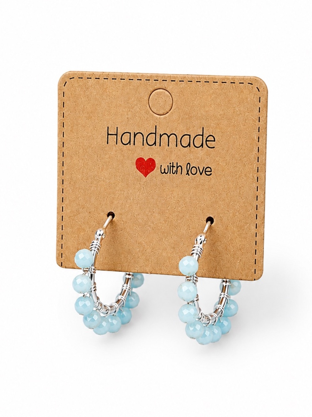 Handmade Wire Wrapped Larimar Hoop Earrings
